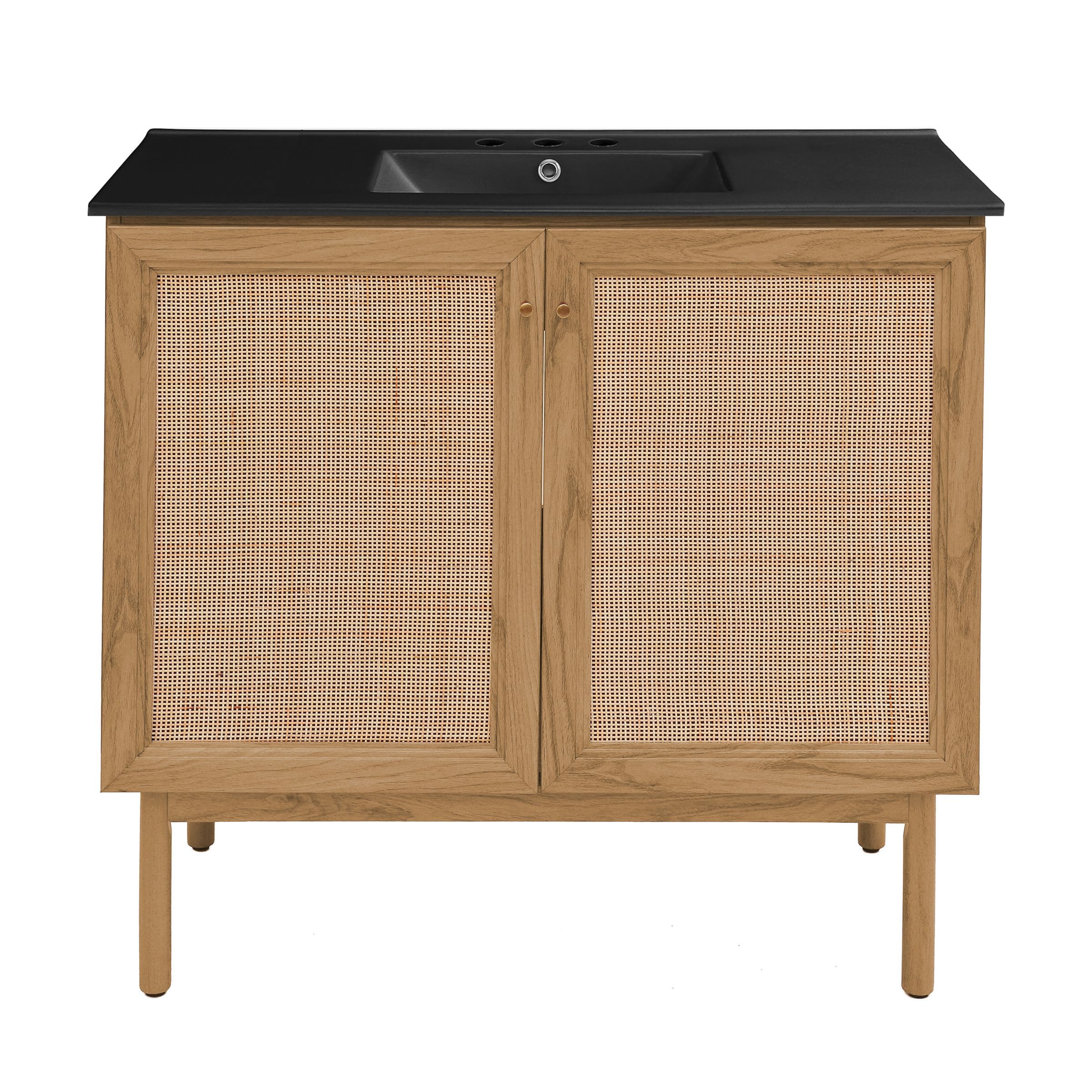 Swiss Madison Classe 36 in. Oak Bathroom Vanity with Black, 3-Hole Ceramic Sink Top