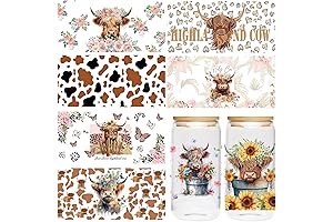 Highland Cow DTF Cup Wraps for 16 oz Cups