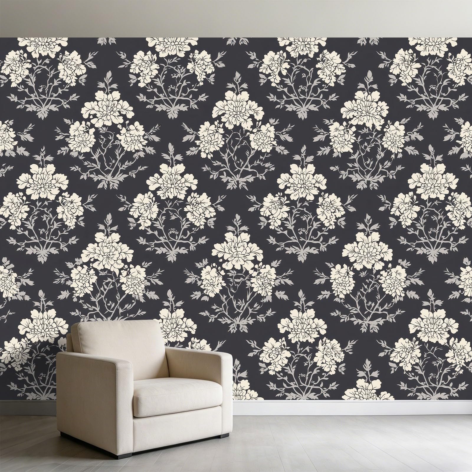 Tapeta 3D panoramiczny obraz ścienny 200 x 140 cm Chiński styl geometryczny kwiatowy tapeta gobelin panoramiczny plakat salon dekoracja ścienna do pokoju dziecięcego, beżowy
