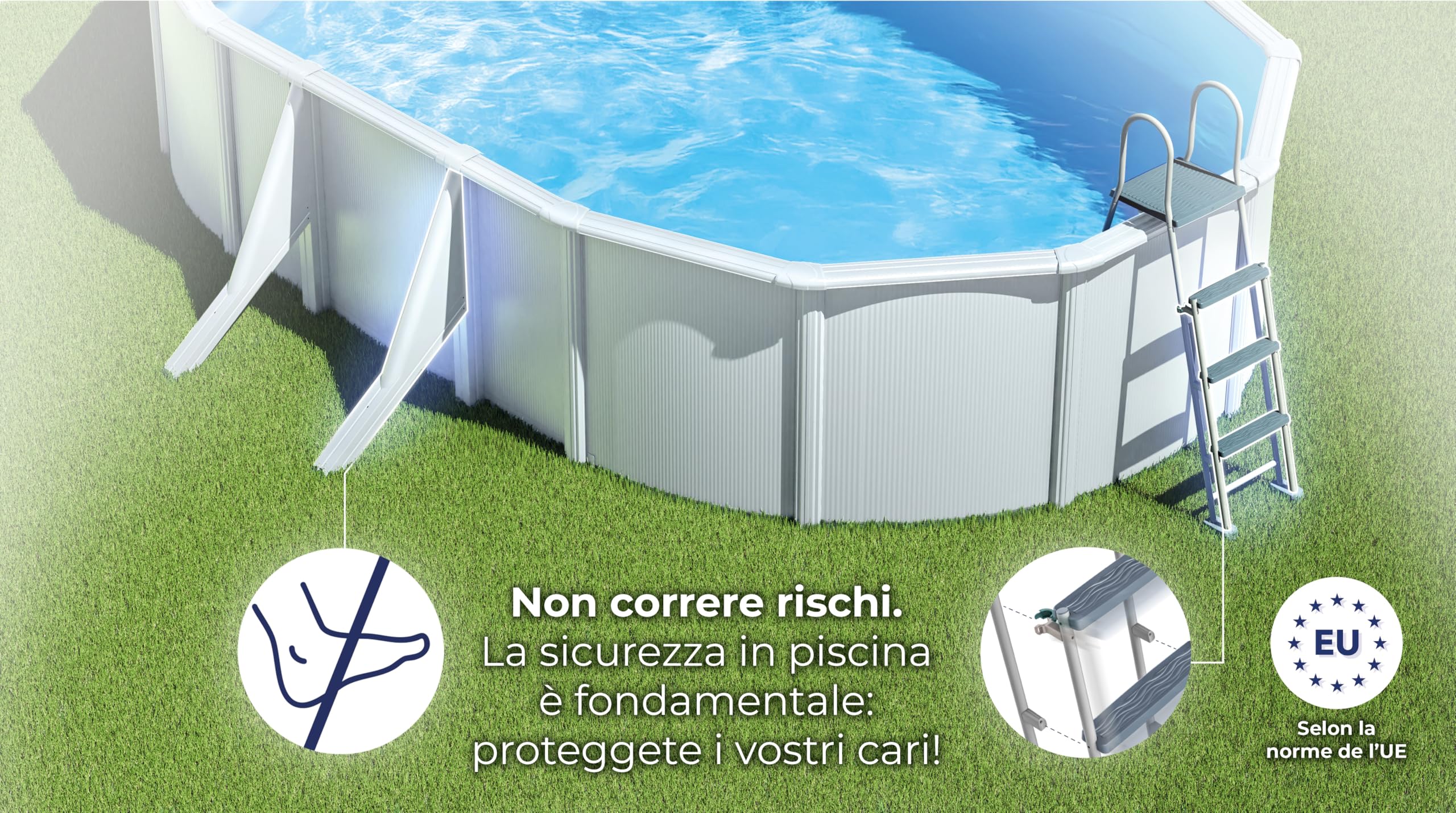 Piscina Gre KITPROV618 Atlantis - Piscina fuori terra in acciaio, ovale, colore bianco. Piscine smontabili per giardino. 610 x 375 x 132 cm.
