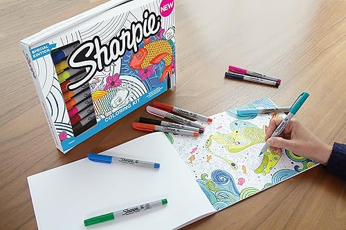 Vista 61 de Sharpie Marcador permanente, punta fina para detalles llamativos, tinta negra, 1 rotulador Negro