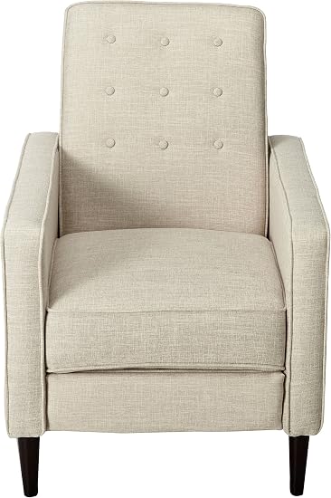 Christopher Knight Home Macedonia Mid Century Modern Tufted Back Fabric Recliner (Cream) - Image 4