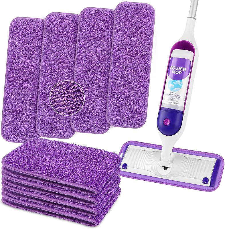 Microfiber Mop Pads 8 Pack for Swiffer PowerMop 13"-15" Washable | Dry & Wet Use, Machine Washable & Reusable, Effective Cleaning, Power Mop Pads Refills for Wood/Tile/Laminate/Marble