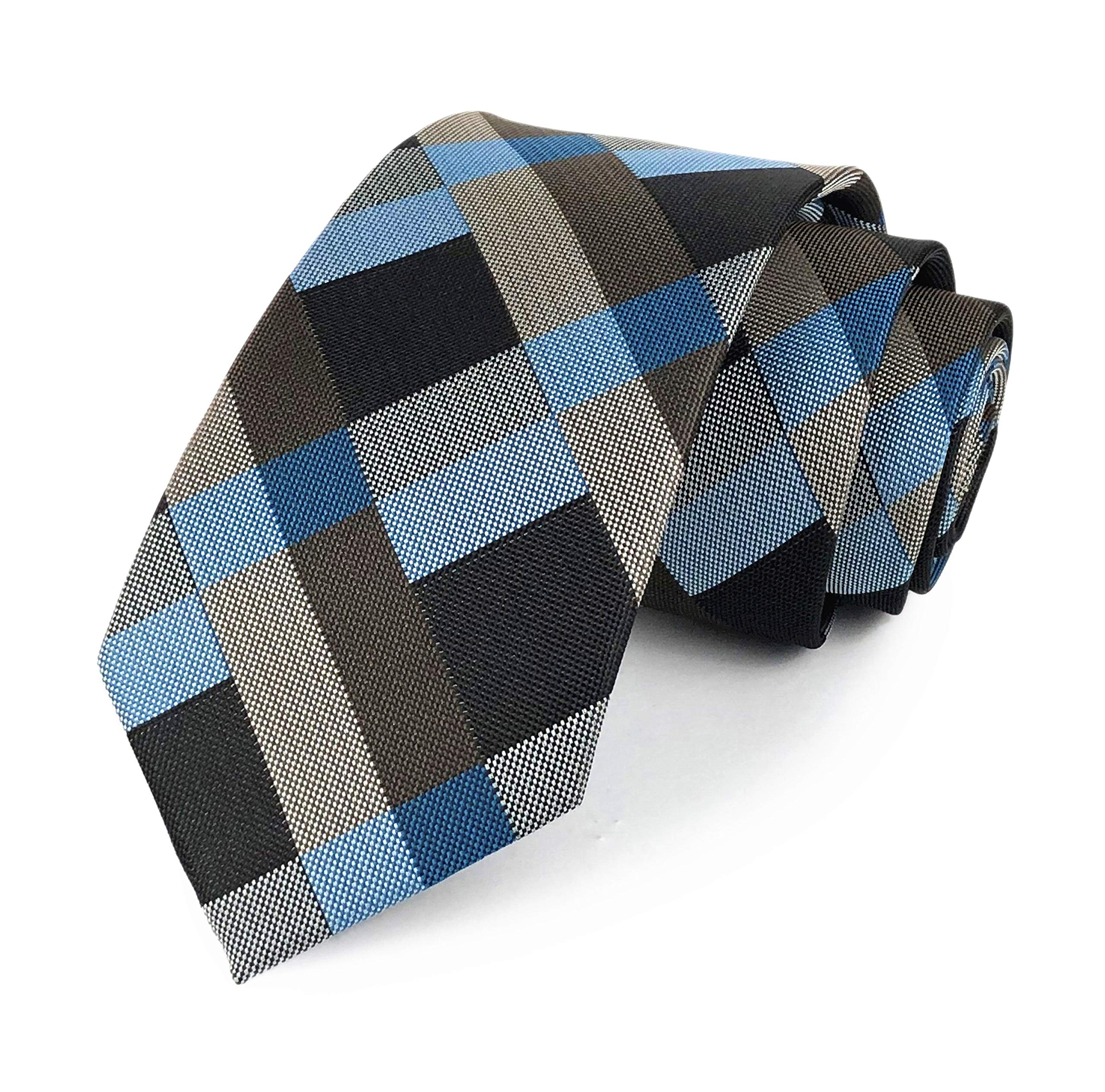 Kihatwin Skinny Ties for Mens Novelty Plaid Check Business Wedding Fashion Formal Neckties 2.7, Pocket Square, Bow Ties