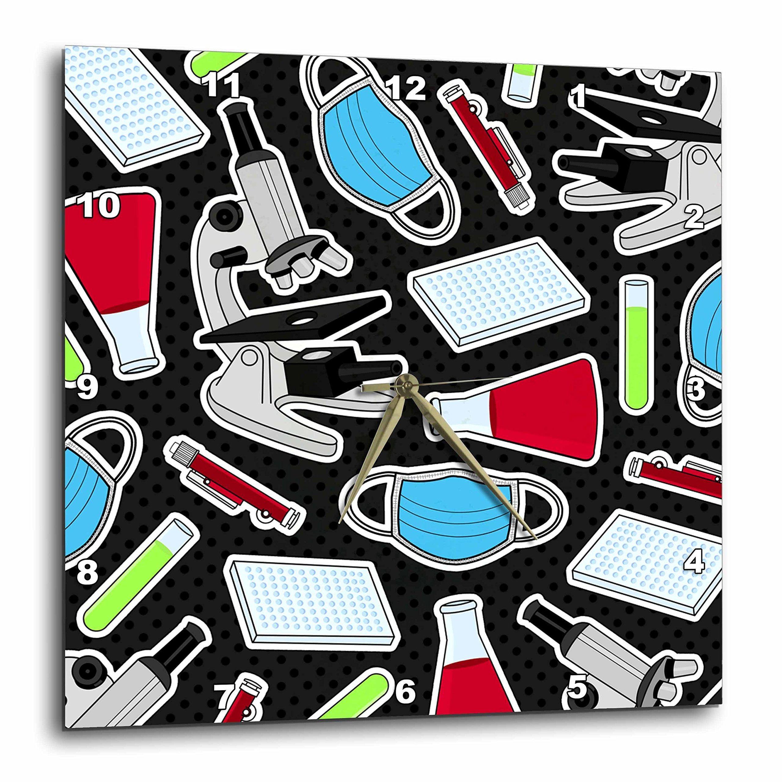 Horloge murale de laboratoire noire 3dRose pendule aluminium