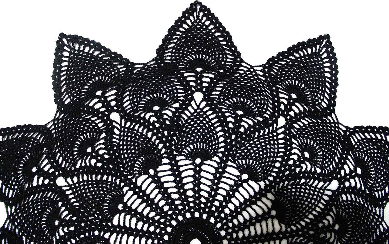 BIBITIME Doilies Crochet Round Lace Placemats Handmade Pineapple Flower Coasters Table Mat Sofa Decor Cover (32 in to 35 in,Pack of 1PC, Black)
