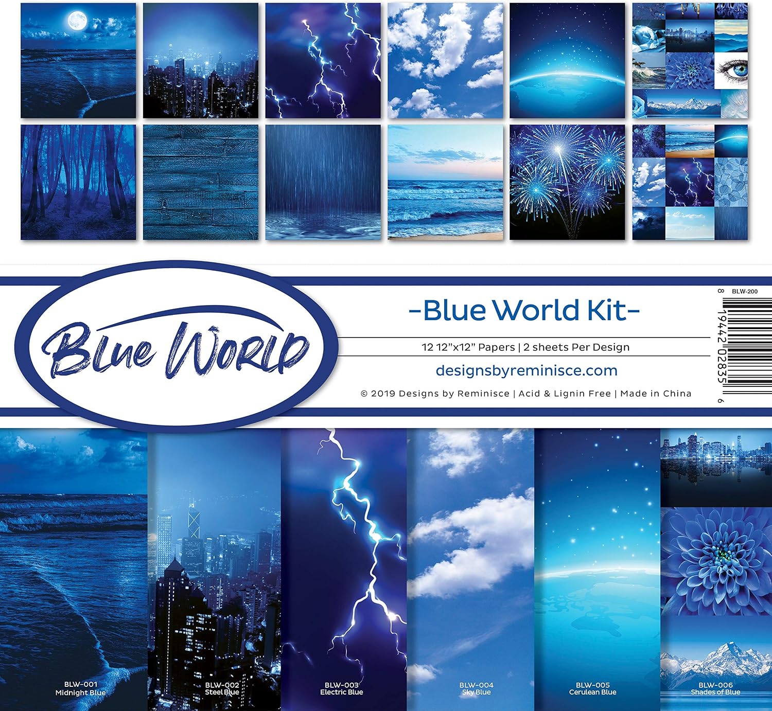 Reminisce (REMBC) Blue World Scrapbook Collection Kit, Multi Color Palette 12x12 inches