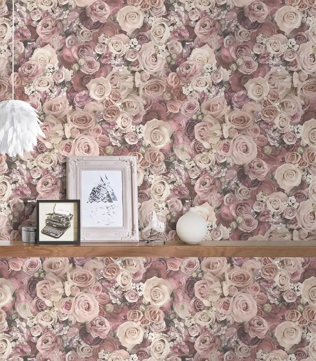 A.S. Création Non-Woven Wallpaper Urban Flowers Wallpaper with Roses 10.05 m x 53 cm Cream Made in Germany 327222 32722-2