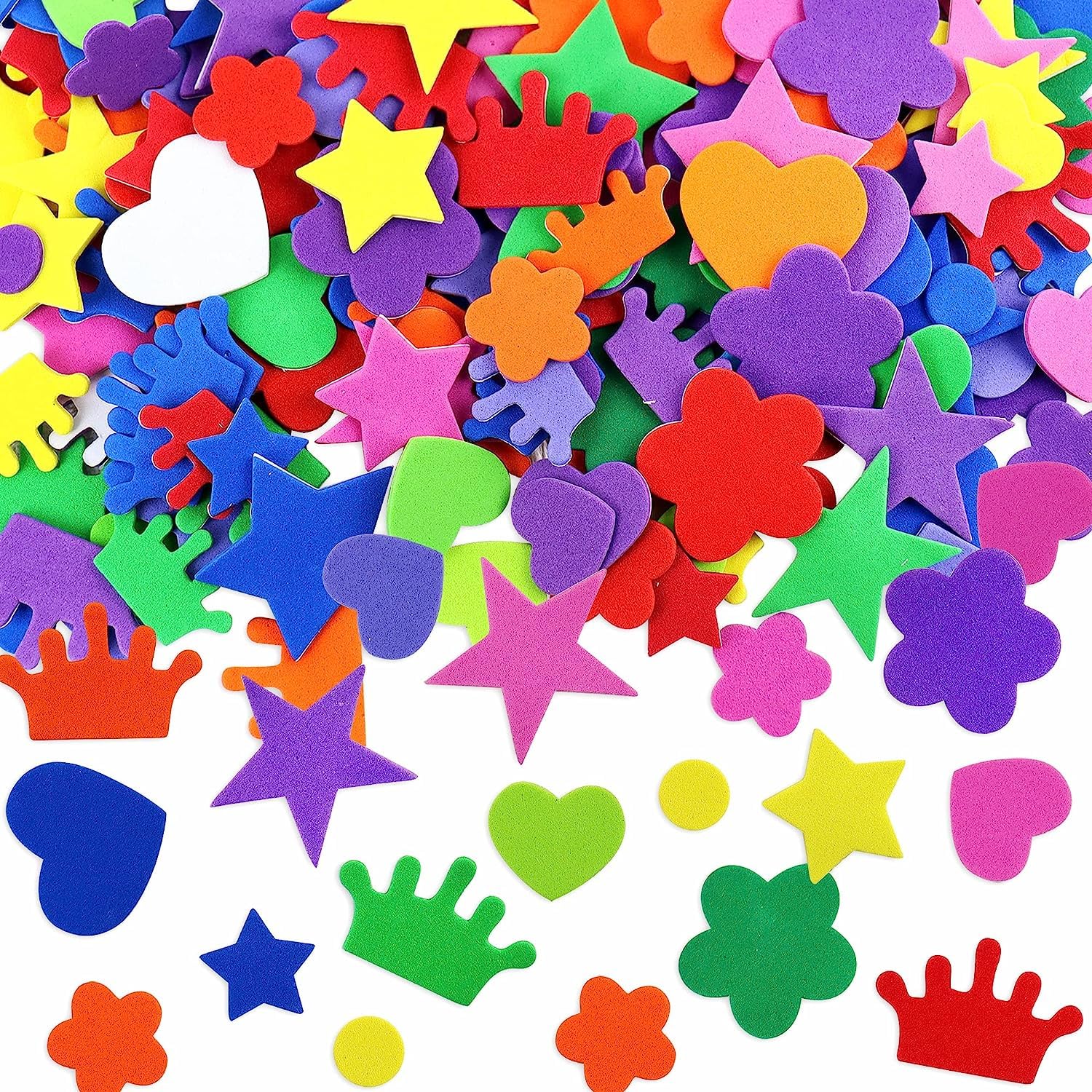 NALACAL Self Adhesive Geometry Shapes Foam Stickers, Mini EVA Foam Felt Stickers for Kids DIY Art Craft, Heart Crown Flowers Star, 12PCS
