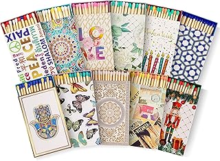 Decorative Matches Box -4-Inch Long Matches for Candles with Strike - Wooden Colorful Candle Sticks with Rainbow Tips - 50 Pc Match Sticks - Matchbox Designs of Your Choice (2 Unique Box Designs)