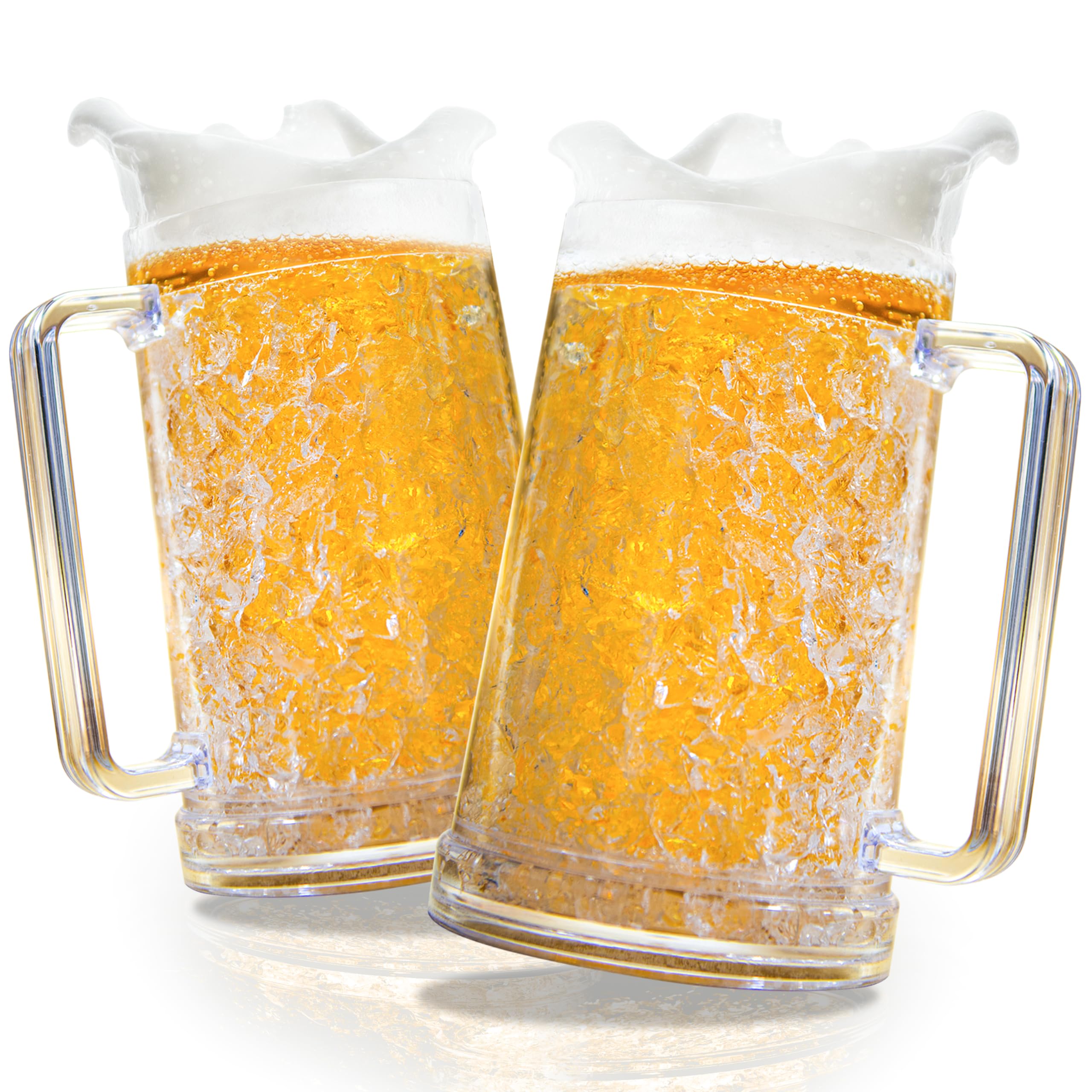 Amazon.com | Granatan Frozen Beer Mugs (Set of 2), 16oz Double Wall Gel  Freezer Cups with Handle, Acrylic Frosty Ice Stein for Cold Drinks,  Break-Resistant Insulated Beer Mug for Dad, Men, Pool