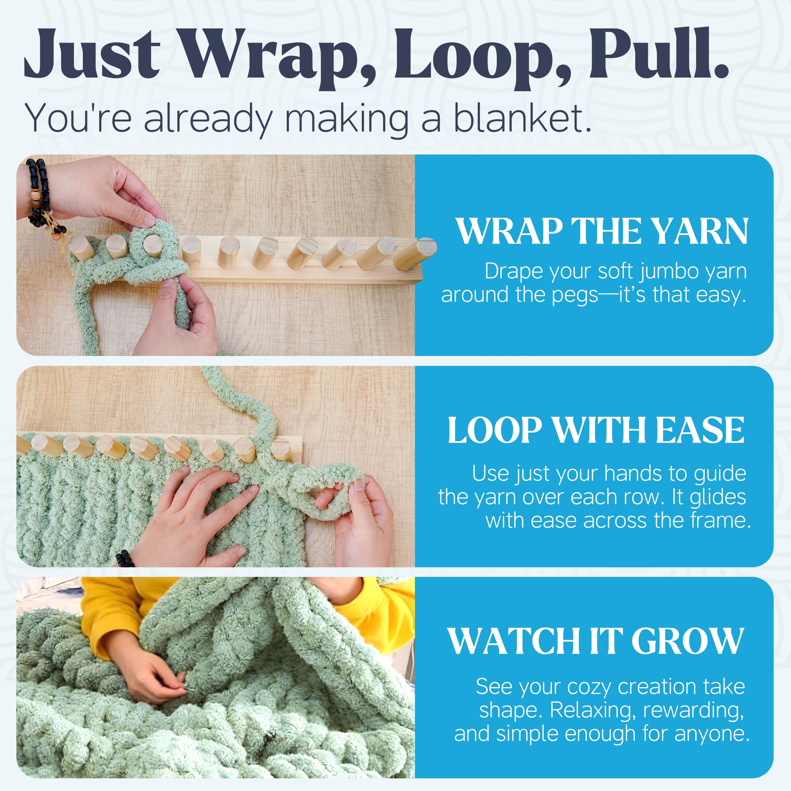 47" Chunky Blanket Loom, Adjustable Size Loom for Chunky Blanket, Knitting Loom Kit No Needles Required, Gift for DIY Craft Enthusiasts, Beginner Friendly Yarn Craft - 4