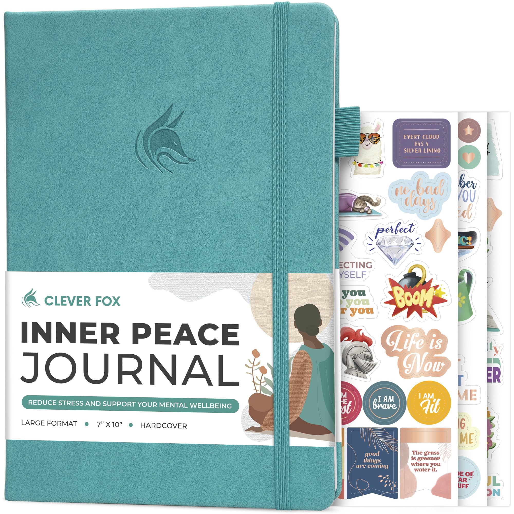 Clever Fox Inner Peace Journal – Guided Stress & Anxiety Relief Journal with Prompts – Healing & Self-Discovery Notebook for Women & Men (Turquoise)