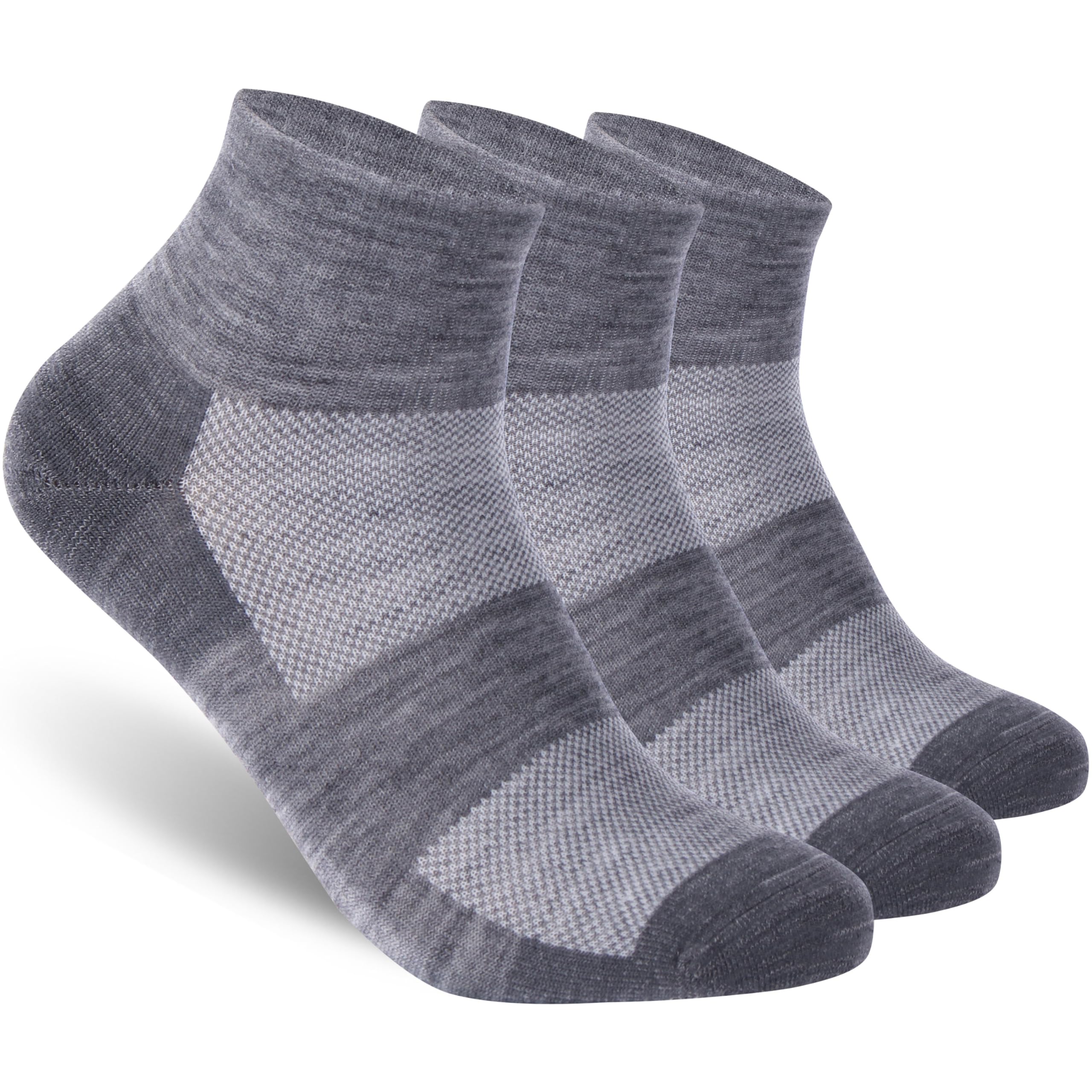 Merino Wool Ankle Socks, Men's Women's 90% Wool Athletic Thin Running Moisture Wicking Socks, 3 Pairs