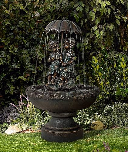 Miniatura 9 de Fuente de agua en cascada para niños y niñas de 23 pulgadas de alto con luz LED para jardín, patio, terraza, hogar, césped, porche, casa, sala de