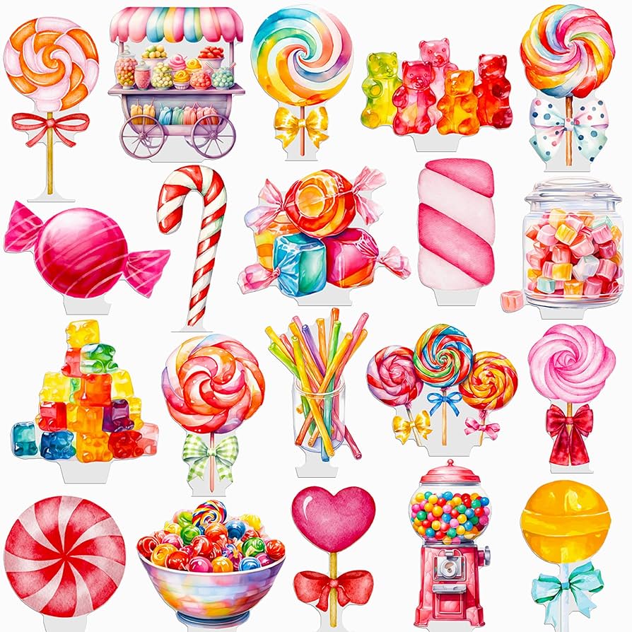 Amazon.com: 48Pcs Lollipop Cupcake Toppers Candyland Party Decorations Candyland Lollipop Cupcake Decorations Sweet Candy Cake Topper for Candyland Themed Birthday Baby Shower Supplies : Toys & Games for Free Printable Candyland Cupcake Toppers