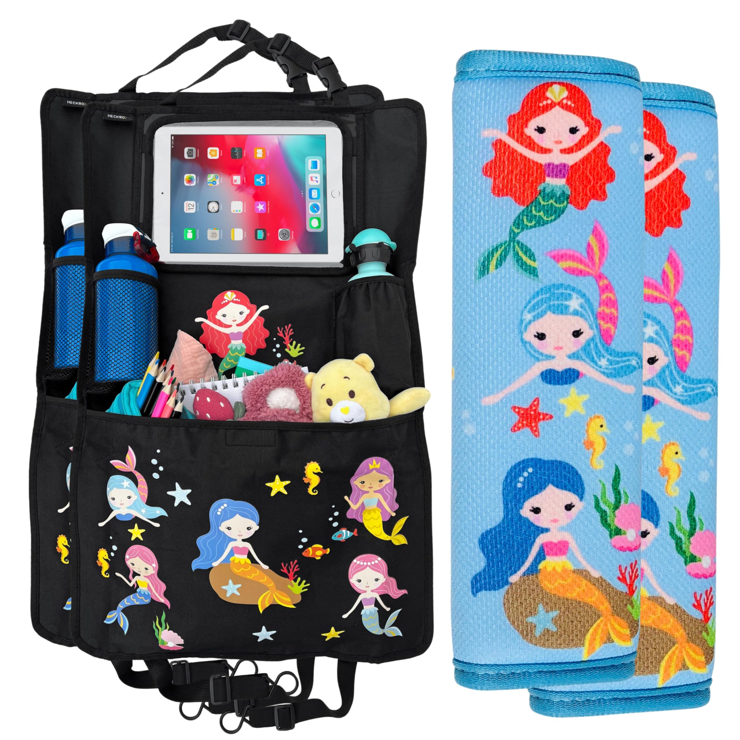 HECKBO 2x Meerjungfrau Organizer + 2x Meerjungfrau Gurtschoner