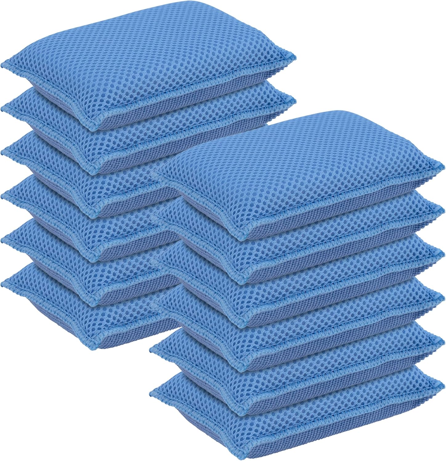 Microfiber Non-Scratch Dish & Kitchen Scrubber Heavy-Duty Household Cleaning Sponges, Multi-Purpose Cleaning Supplies for Dishes and Kitchens Pack of 12