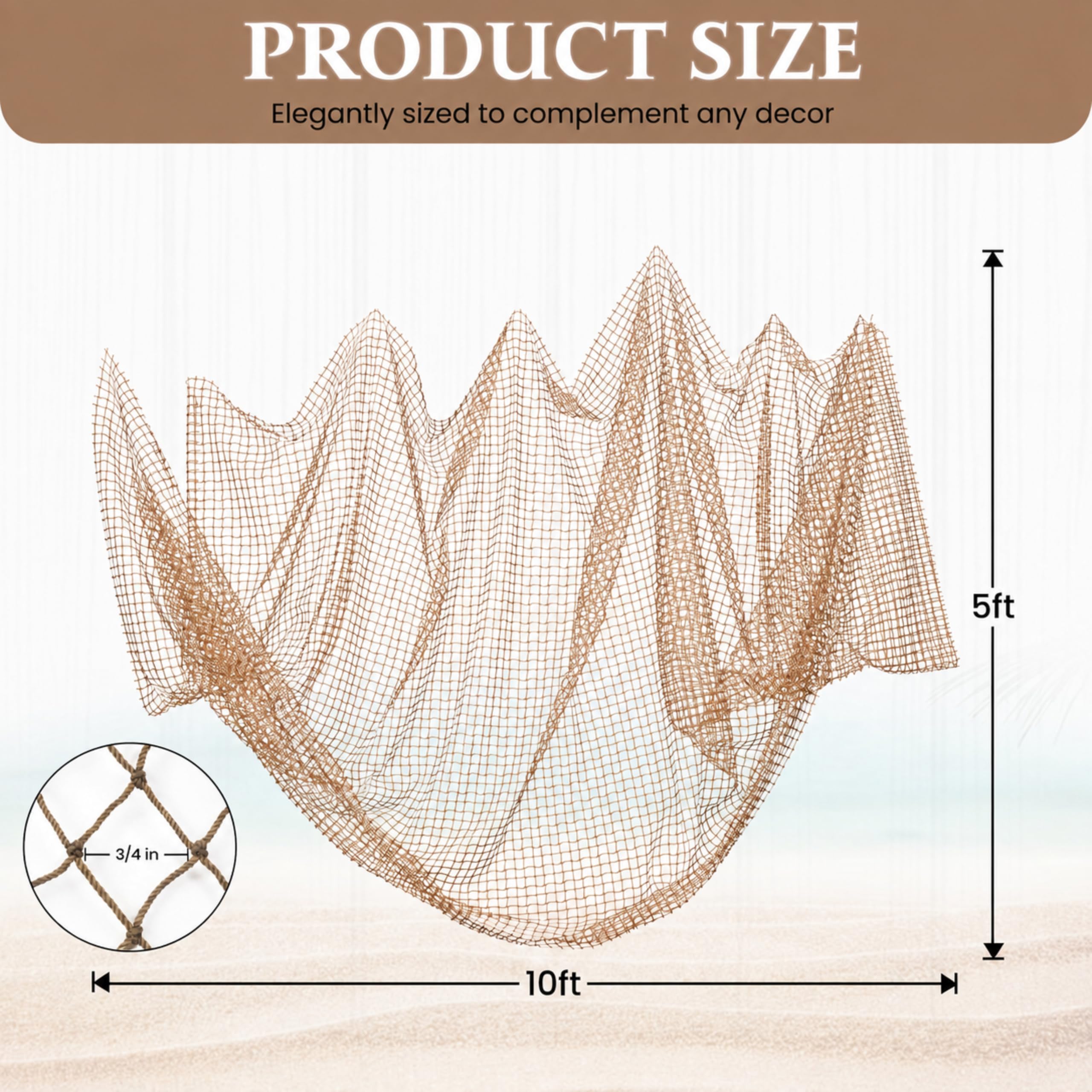 COLIBROX Fishing Net 5x10 Ft Decorative Fish Netting, Old Vintage Decor — Amazon image 3