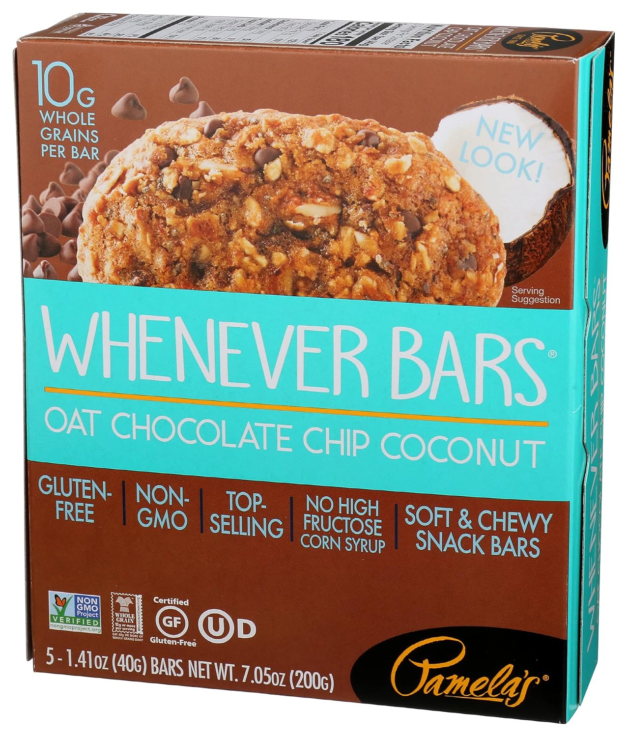 Pamela's Whenever Bars, Oat Chocolate Chip Coconut, 7.05 oz, 5 ct