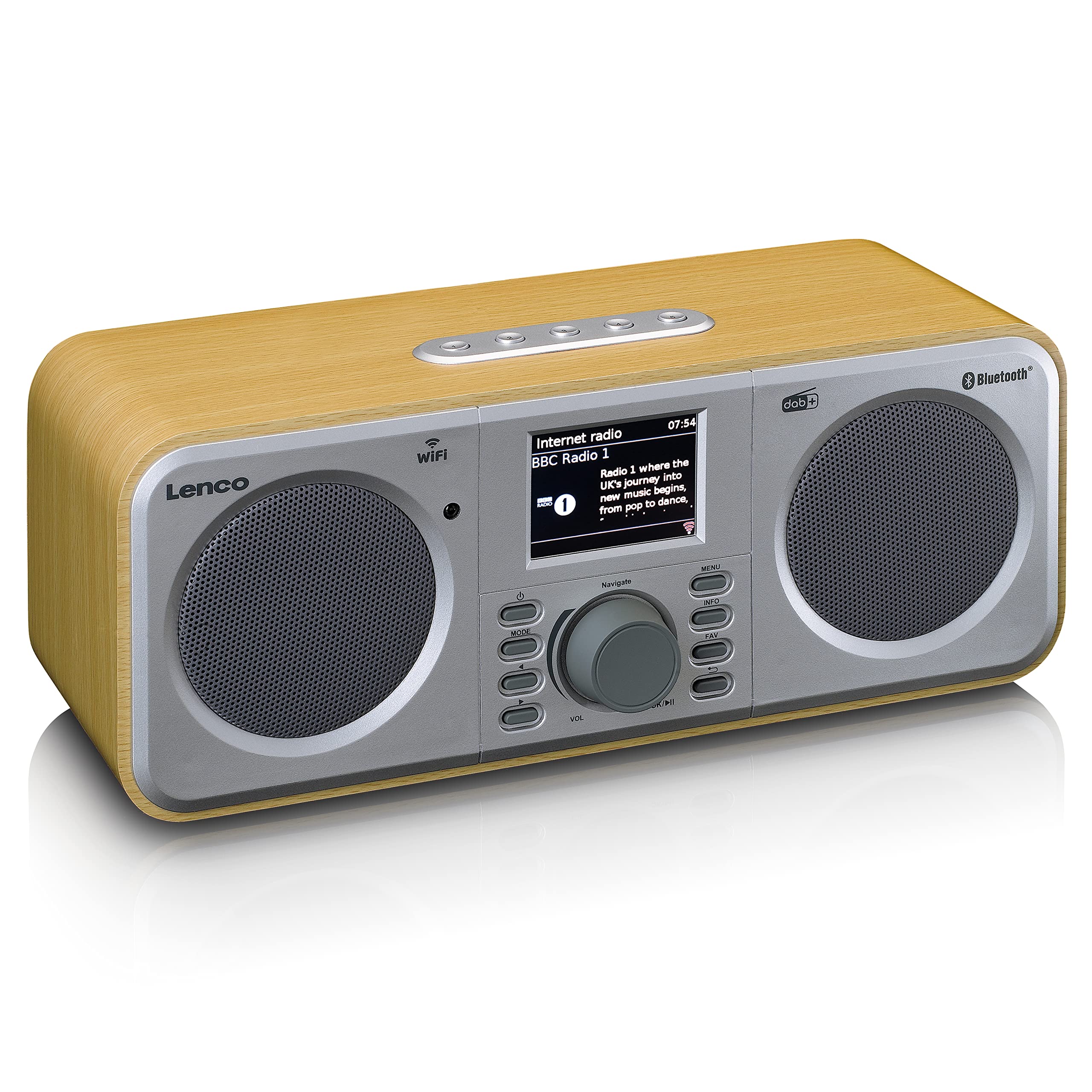Lenco DIR-141 radio internetowe – DAB+ – Bluetooth – połączenie Wi-Fi – dwa czasy budzenia – 2 x 5 W RMS – Spotify Connect – drewno