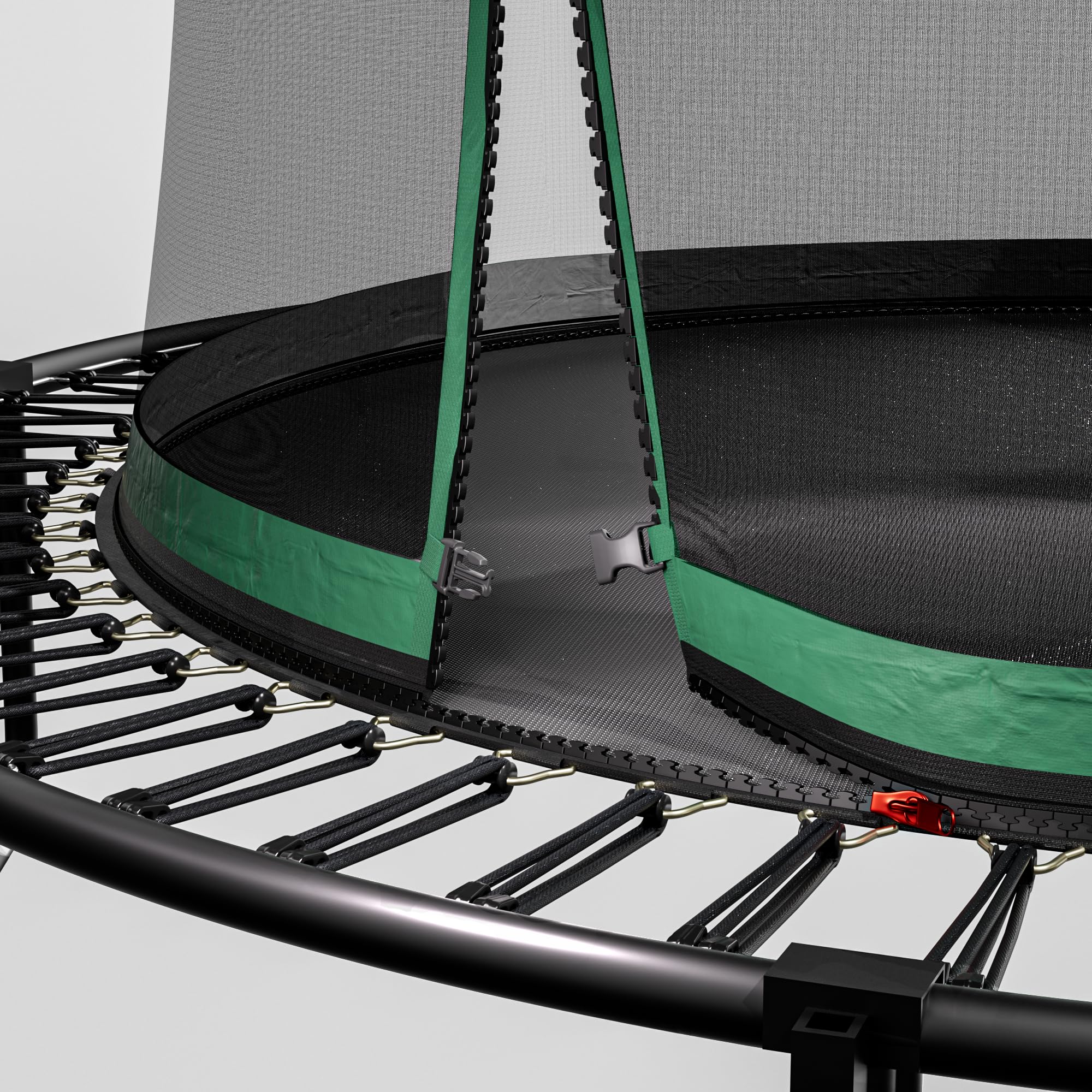 Cama elástica de jardín sin muelles de 305 cm con red de seguridad – Cama elástica infantil con tecnología patentada de fibra de vidrio, cremallera sin costuras, inoxidable y estable, trampolín grande