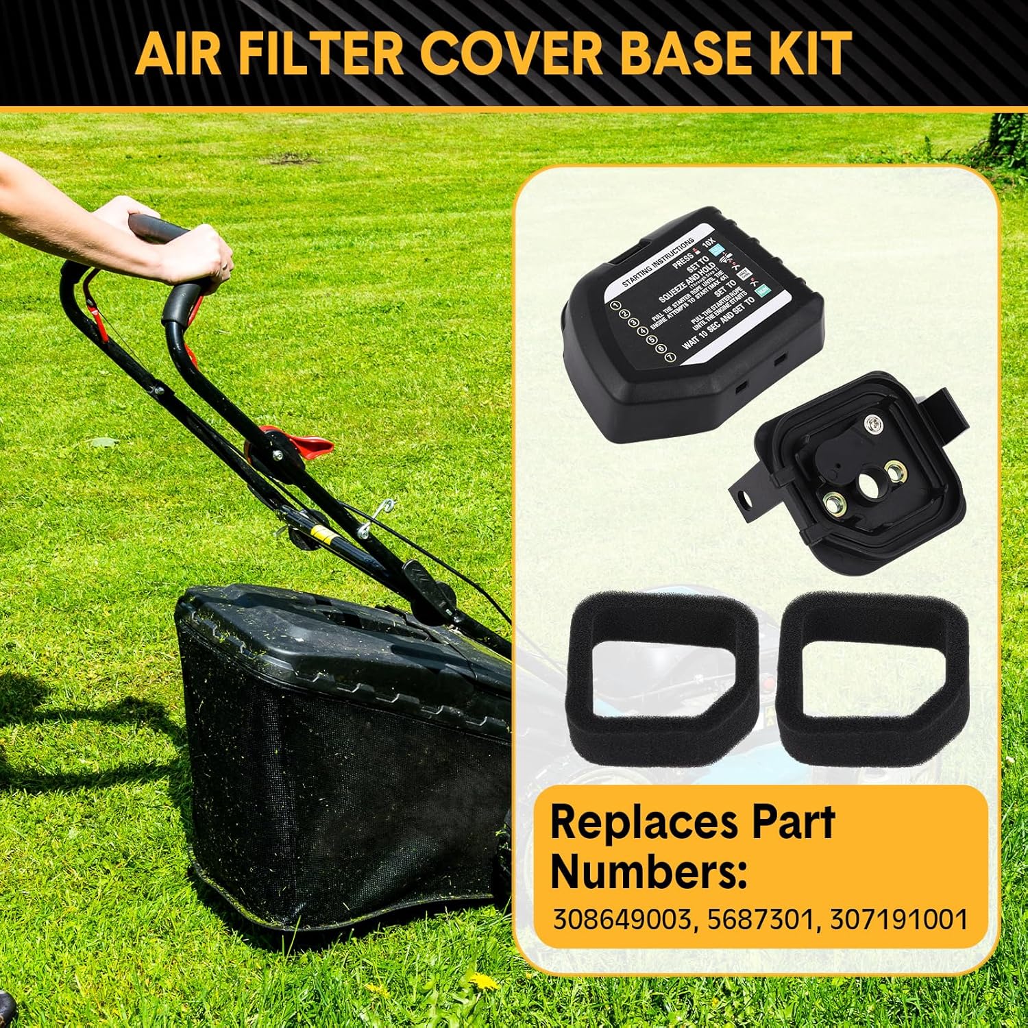 Honoson 2 Set 753-06258A Carburetor with Air Filter Tune-up Kit and 308649003 Air Filter Cover Compatible with Ryobi Ry252cs Ry251ph Ry253ss Ry254bc 25cc String Trimmer Parts Carb Kit