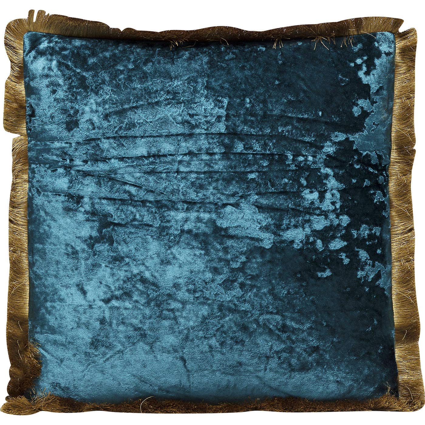 Kare Design Cojín Cannes, petróleo, flecos, cojín decorativo, aspecto de terciopelo, cojín decorativo con cremallera, funda extraíble, relleno incluido, 45x45 cm