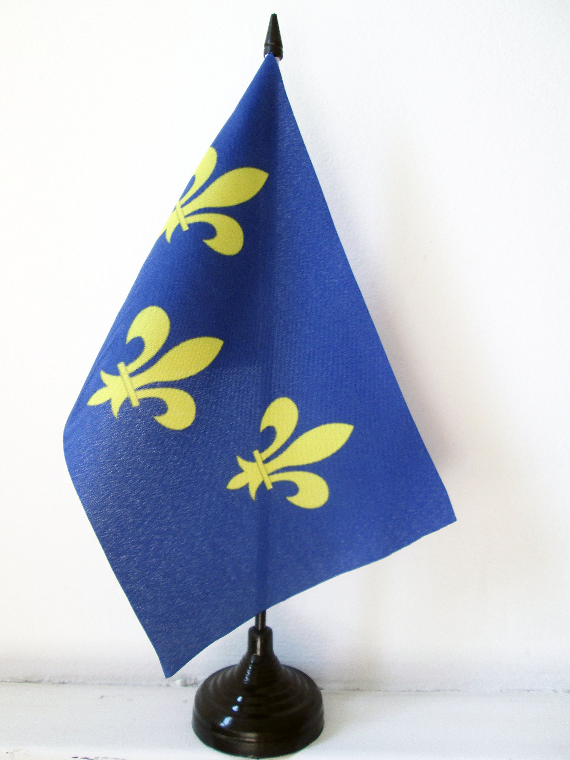 AZ FLAG Ile-de-France Table Flag 5'' x 8'', French region of Ile-de-France Office Decoration 100% Polyester 21 x 14 cm