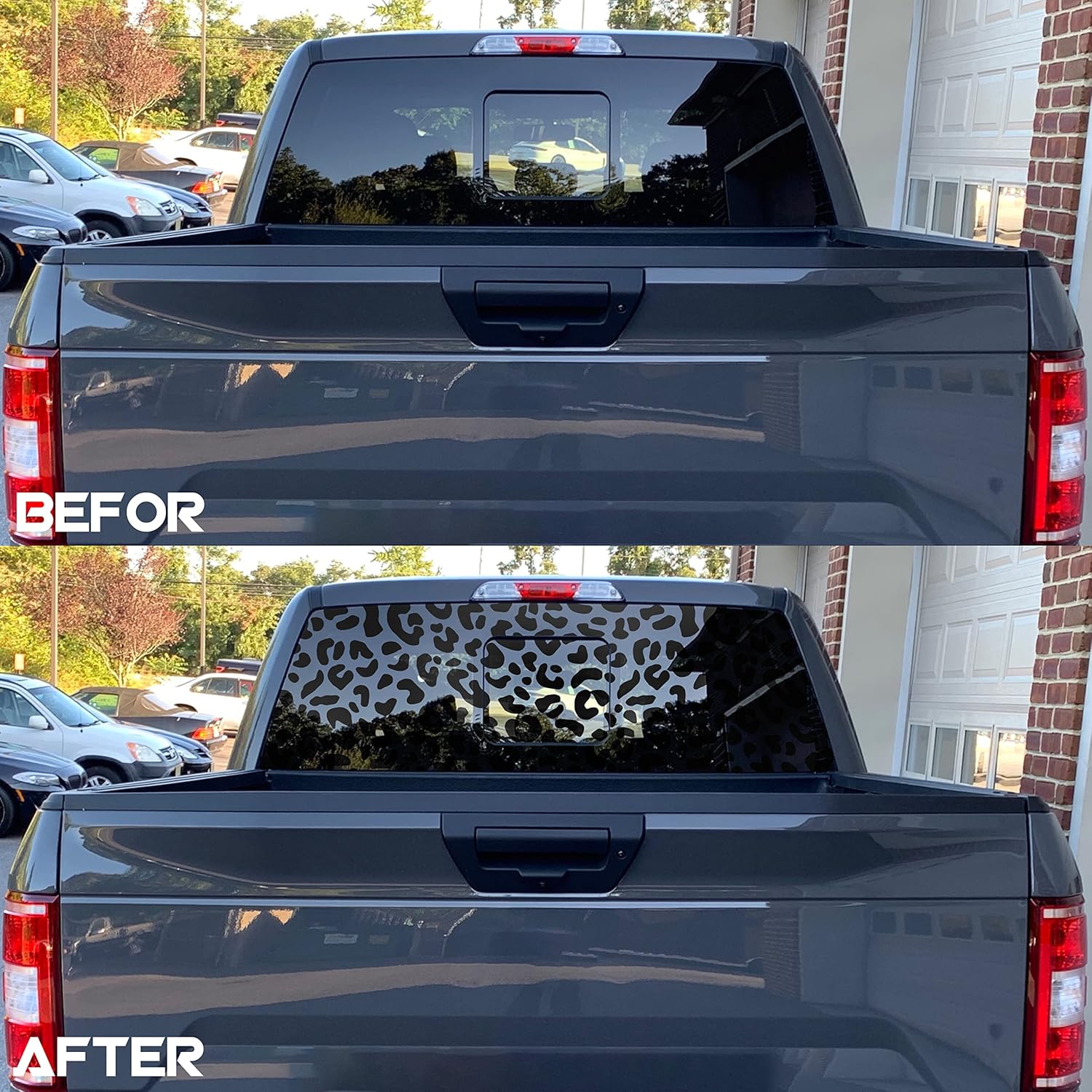 Black Leopard Print Rear Window Decal for Trucks, SUVs & Cars (65x17 Inches) - Cheetah Animal Design Window Sticker - Easy to Apply, UV Resistant, Fits Pickup Trucks & Jeep Windows