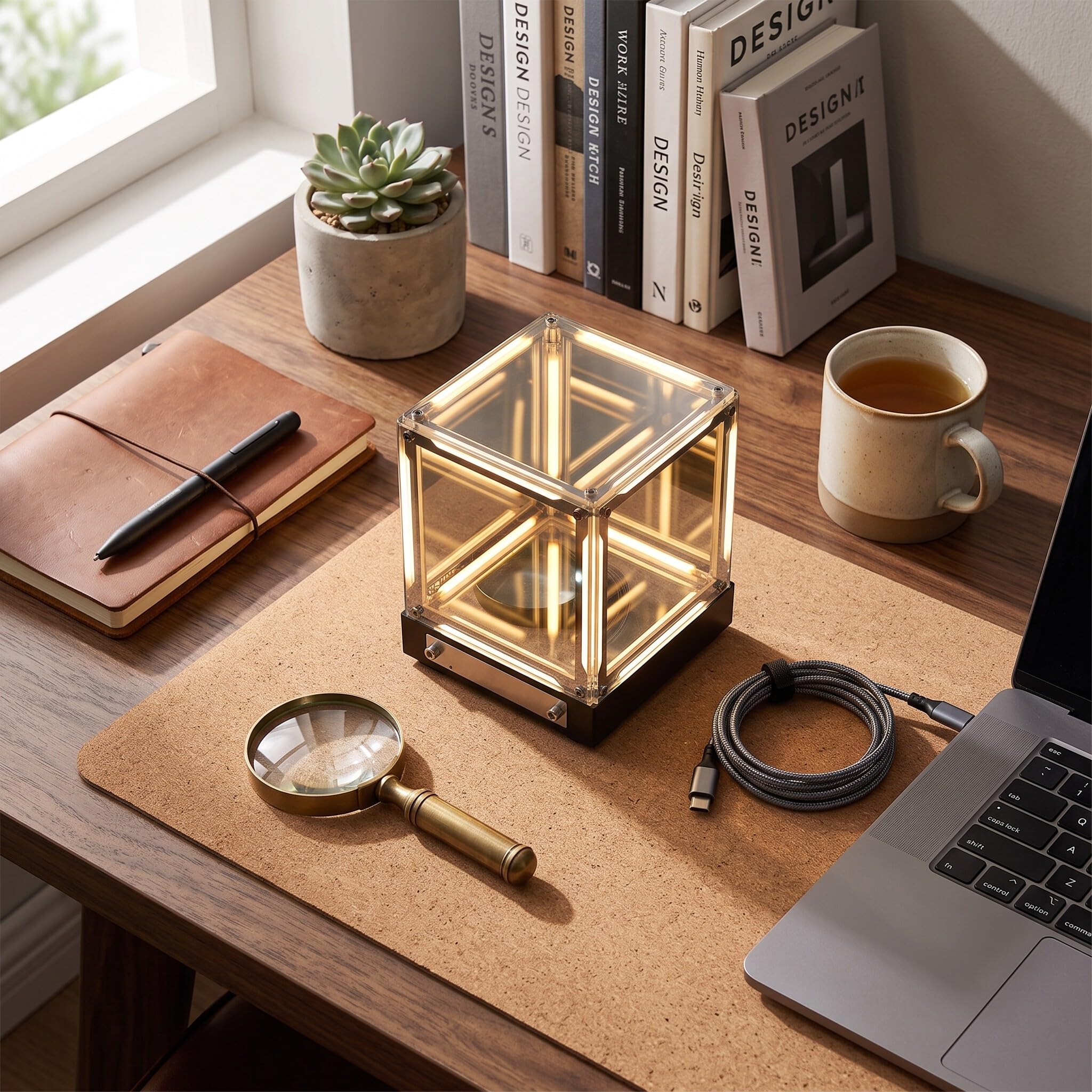 Fabater Lampada Cubo a Specchio 4D, Luce LED Hyper Cube con Controllo Touch, Lampada Creative Infinite Abyss, Lampade da Comodino Dimmerabili, Luce Notturna Ricaricabile