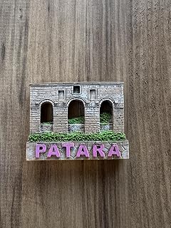 Patara Dekoratif Antik Taş Görünümlü Mıknatıs, El Yapımı, Yeşil Detaylı, Mor Yazılı, Duvar Süsü