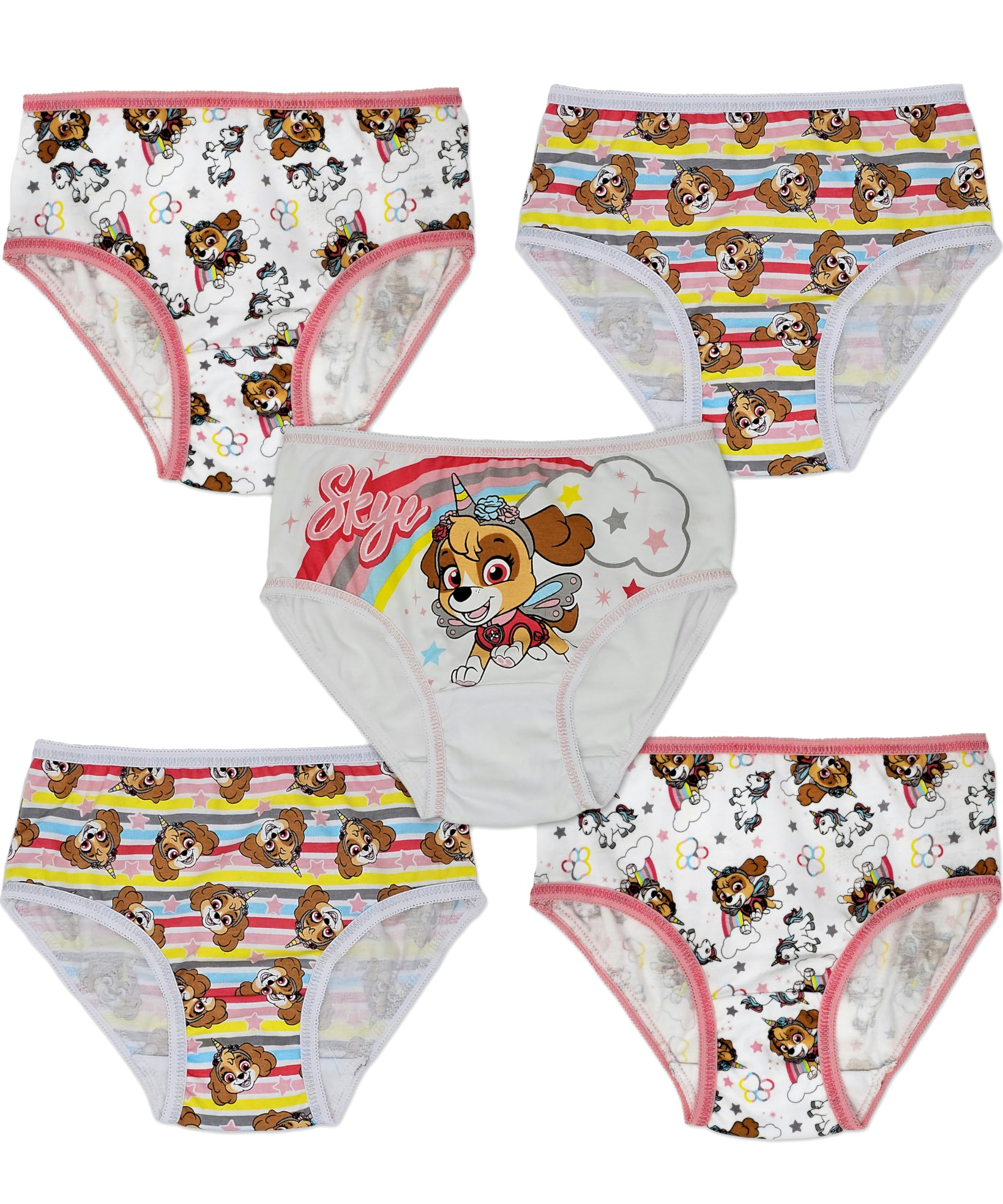 Lot de 5 slips 100 % coton pour fille – Skye et licornes 18 m à 7 ans