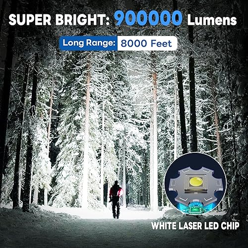 Miniatura 2 de Linternas recargables 900000 lúmenes de alto brillo linterna LED linterna táctica de alta potencia linternas zoomable 3 modos IPX6 impermeable luz