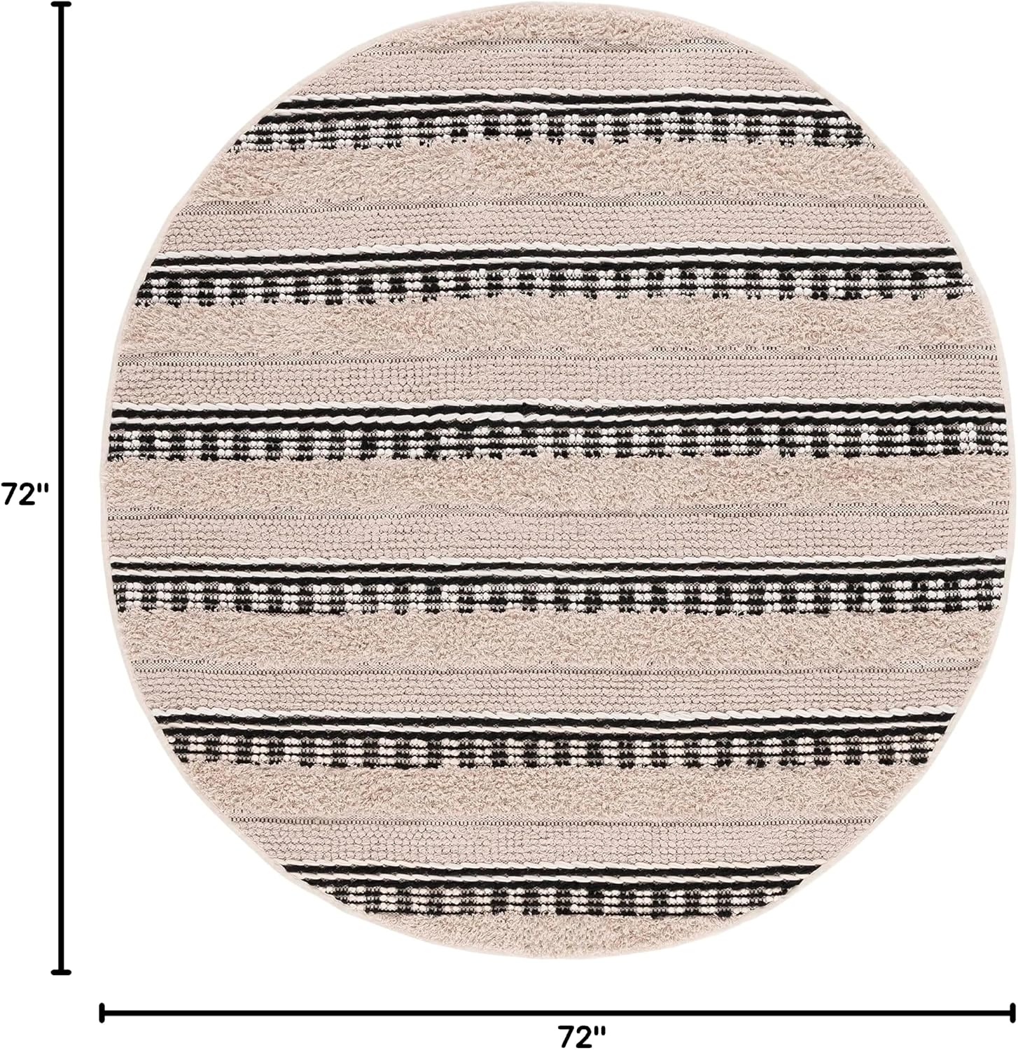 SAFAVIEH Natura Collection Area Rug - 6' Round, Beige & Black, Handmade Cotton, Ideal for High Traffic Areas in Living Room, Bedroom (NAT651Z)