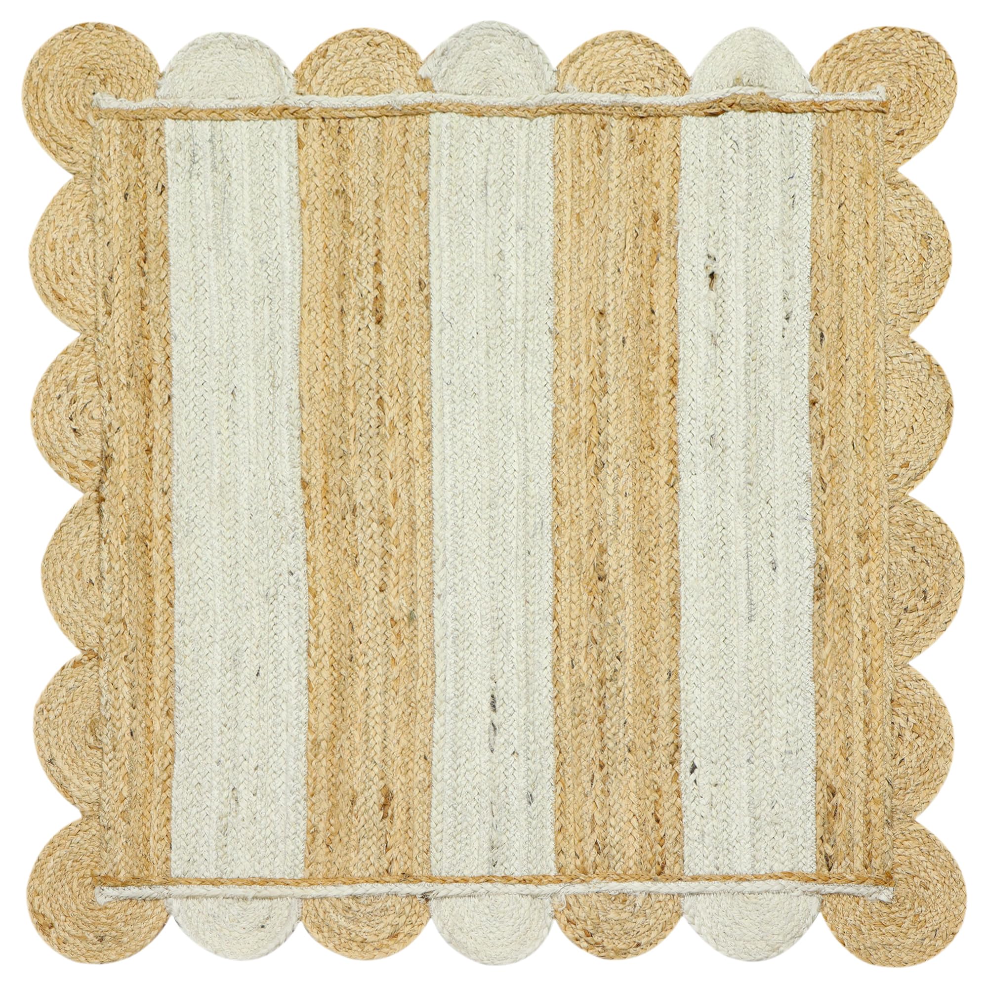 Tapis en jute carrés festonnés (lot de 5) tressés à plat pour petite surface et entrée