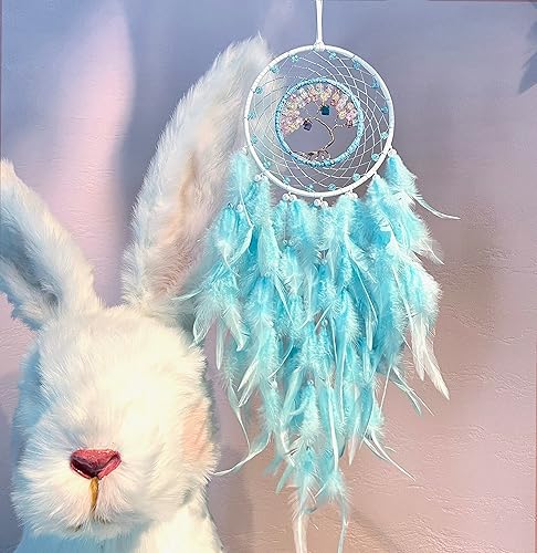 Miniatura 8 de Atrapasueños, Atrapasueños Azul Claro Árbol de la Vida Decoración de Pared, con Cuentas Coloridas Similares a Dulces, Perfecto Atrapasueños Hecho a