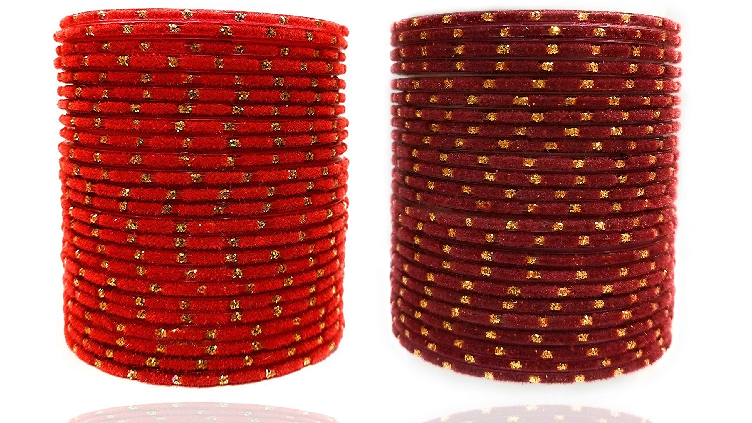 Velvet Fabric & Glass Bangle Set (Pack of 48)