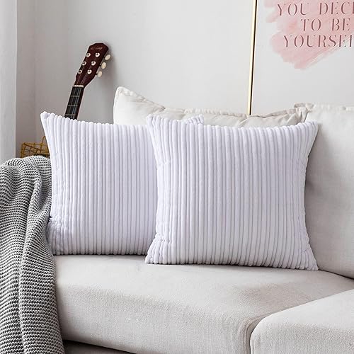 Miniatura 321 de UGASA - Juego de 2 fundas de almohada de terciopelo a rayas, funda decorativa para cojín con cremallera oculta para el hogar, sofá, dormitorio,