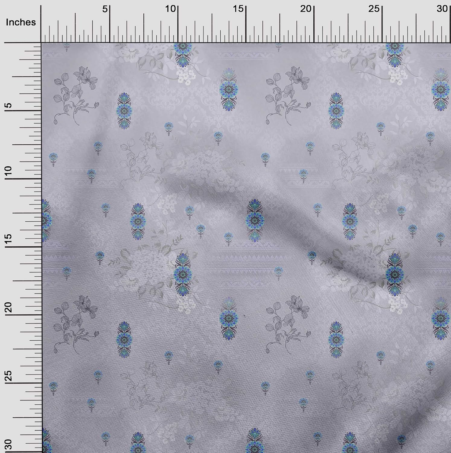 oneOone Cotton Flex Gray Fabric Damask Fabric for Sewing Printed Craft Fabric by The Yard 40 Inch Wide