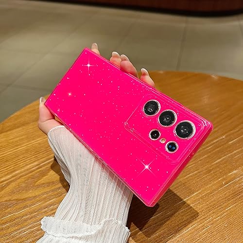 Miniatura 8 de Funda para Samsung Galaxy S23 Ultra, con purpurina negra brillante y linda para niñas y mujeres, esquinas reforzadas de TPU flexible, a prueba de