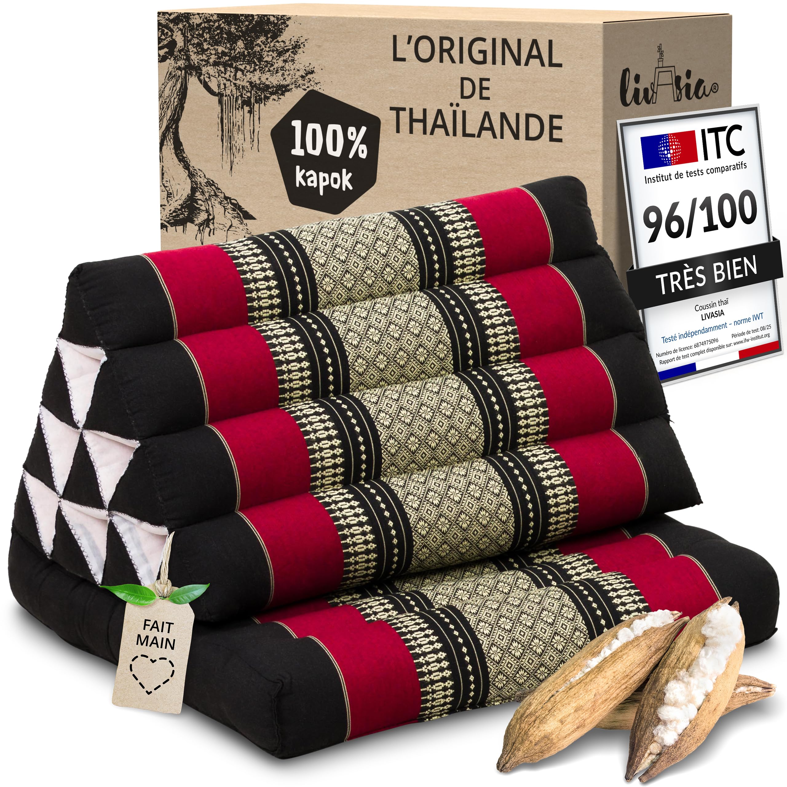 Coussin triangulaire livasia pliable avec soutien dorsal ergonomique
