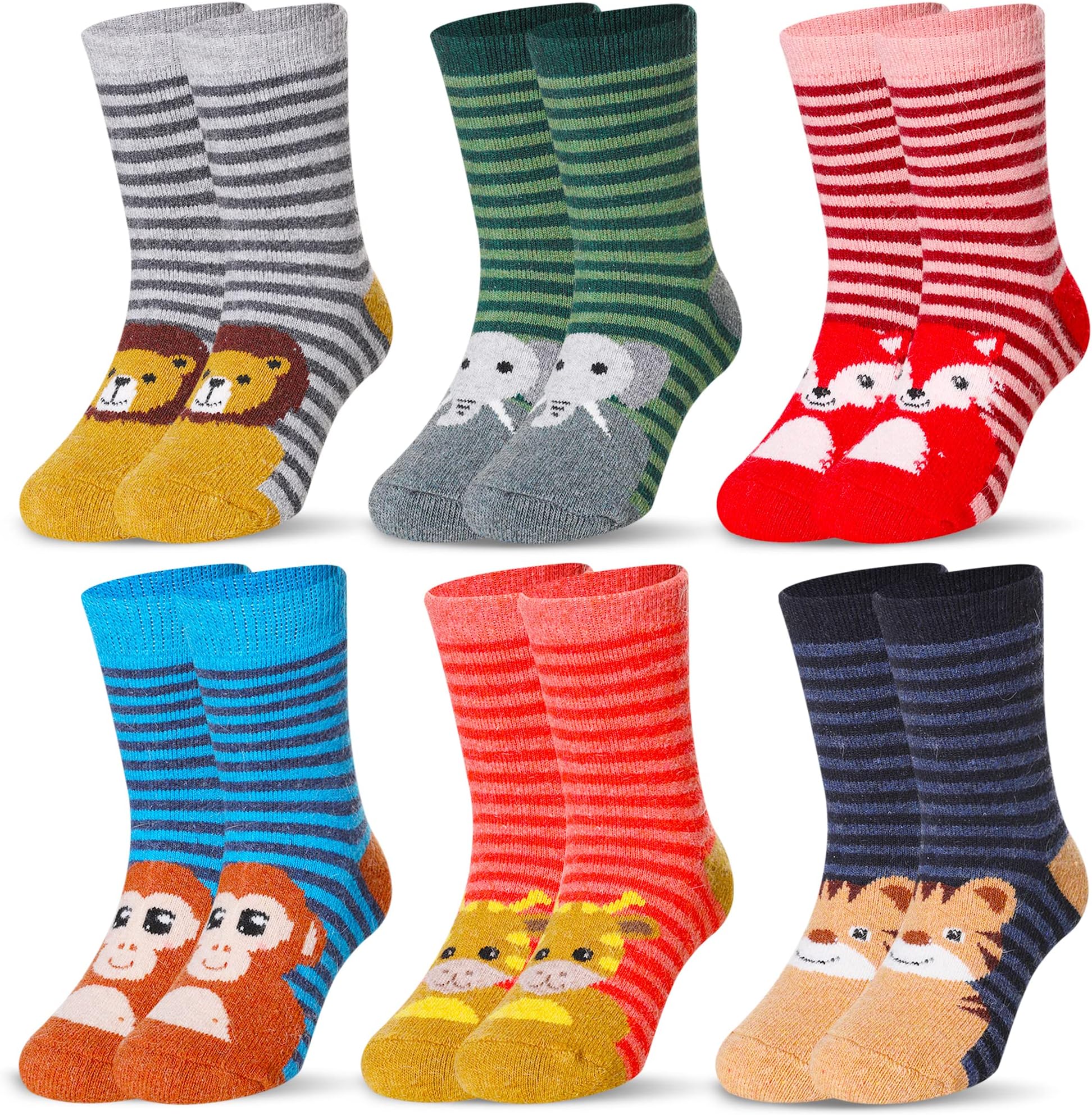 Kids Wool Socks For Boys Girls Warm Hiking Thermal Winter Cozy Soft Thick Toddlers Crew Boot Socks 6 Pairs