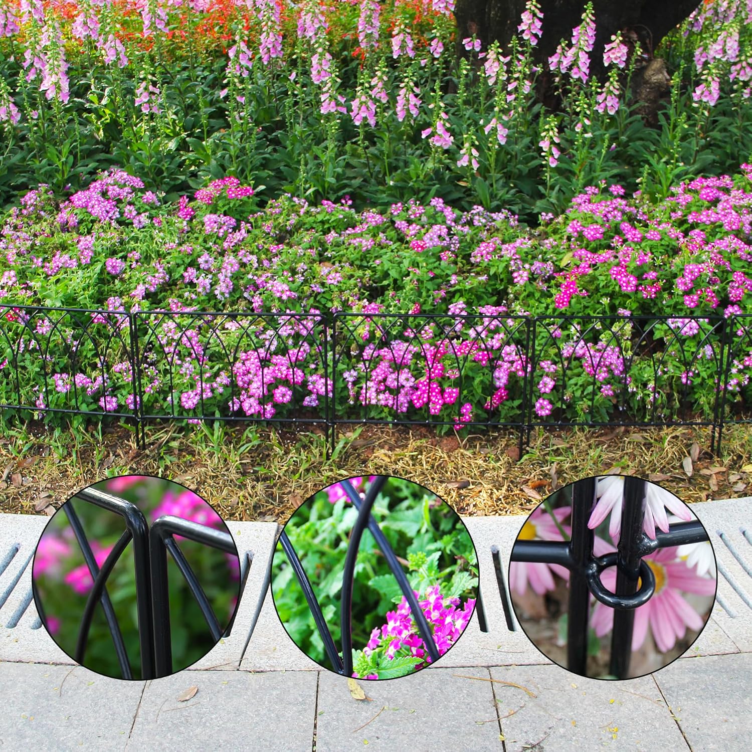 5 Pack Decorative Fence Metal Garden Fence 16in x 7.5ft Panel Set Animal Barrier Border Edging