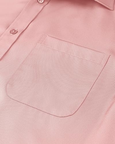 Miniatura 179 de Alimens & Gentle - Camisas de vestir con bolsillo y manga corta, de color liso y sin arrugas, estilo casual con botones, para hombres