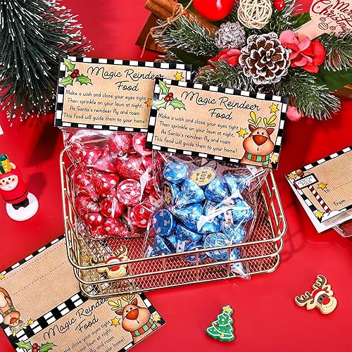 Miniatura 3 de Whaline 50 bolsas de regalo autoadhesivas de Navidad con adornos mágicos de renos mágicos, bolsas de celofán para violonchelo, bolsas de plástico