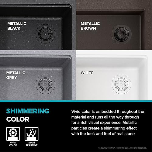 Vista 12 de KRAUS Bellucci Workstation 33" Single Bowl Granite Kitchen Sink in Metallic Black w/Accessories, KGTW2-33MBL, Includes Dish Drainer/Dish Drying Rack