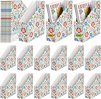 WRINGKIT 20 Pack Foldable Cardboard Magazine File Holders with Labels - Sturdy Vertical Storage Bins for Office, School, Documents