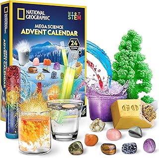 NATIONAL GEOGRAPHIC 2026 Science Kit & Rock Collection Advent Calendar – Jumbo Advent Calendar with 24 Days of Science Experiments, Gemstones & More for Kids, STEM Projects for Kids Ages 8-12