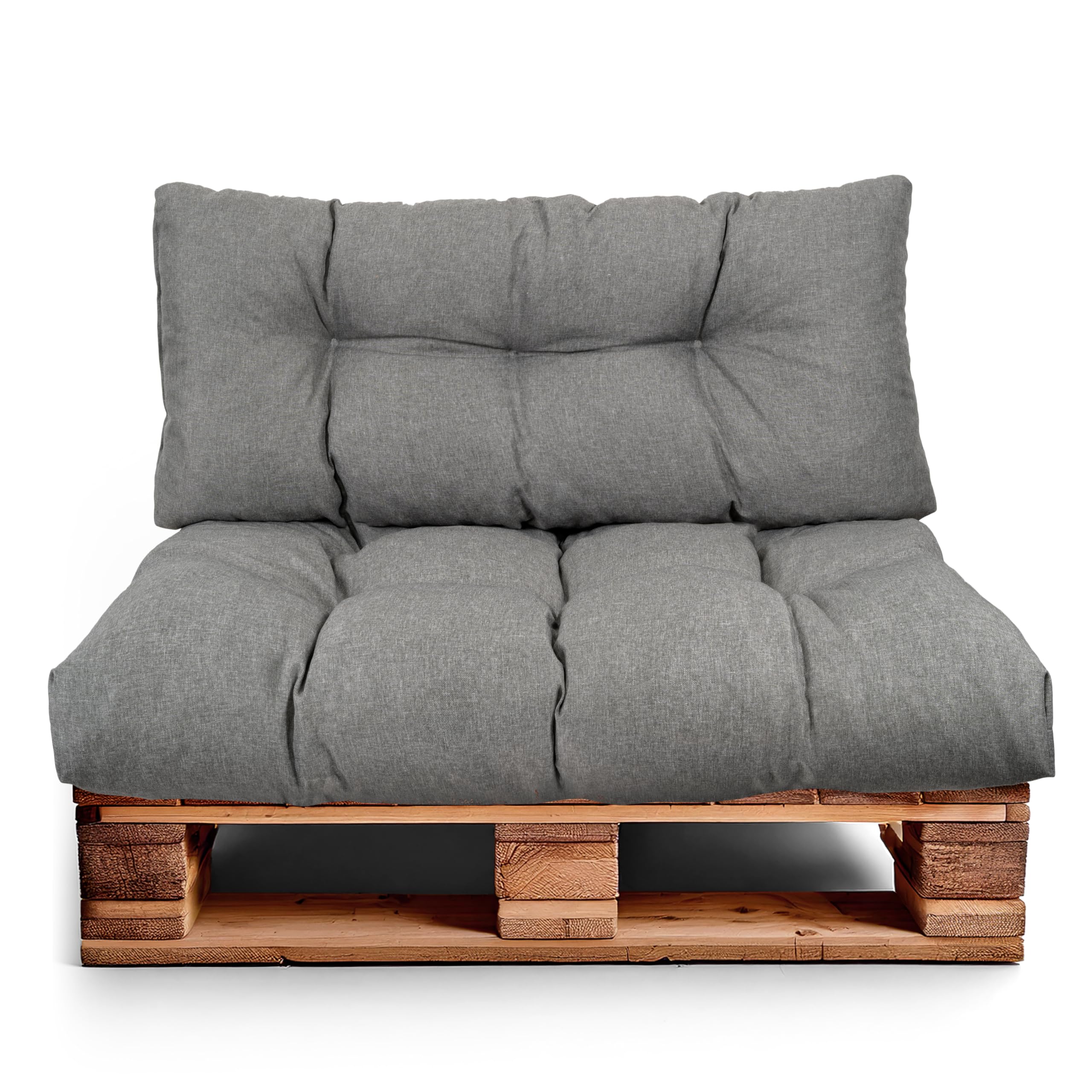 Best Wool Pallet Cushion Set – Seat Cushion for Euro Pallets – Pallet Cushion, Filled with Granulated Poulirette Foam – Incl. Seat Cushion 120x80 + Backrest 120x40 — image 1